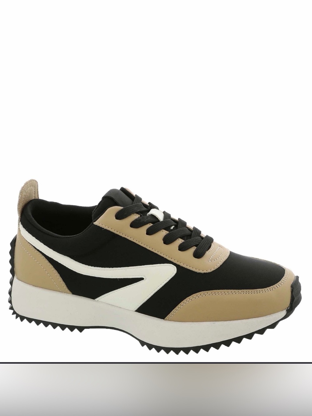 Women’s Casual Lace-Up Runner in Black and Beige